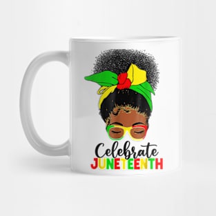 Awesome Messy Bun Juneteenth Celebrate 1865 June 19th Mug